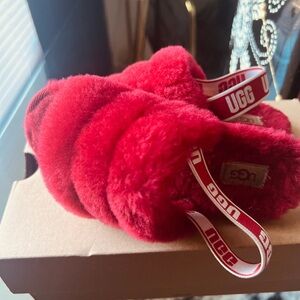 UGG Red Plush Slide Slippers